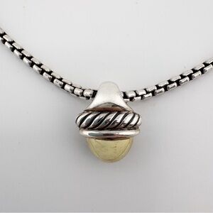 David Yurman Acorn Pendant 16” Necklace 925  Sterling Silver 585 14K YG Gold